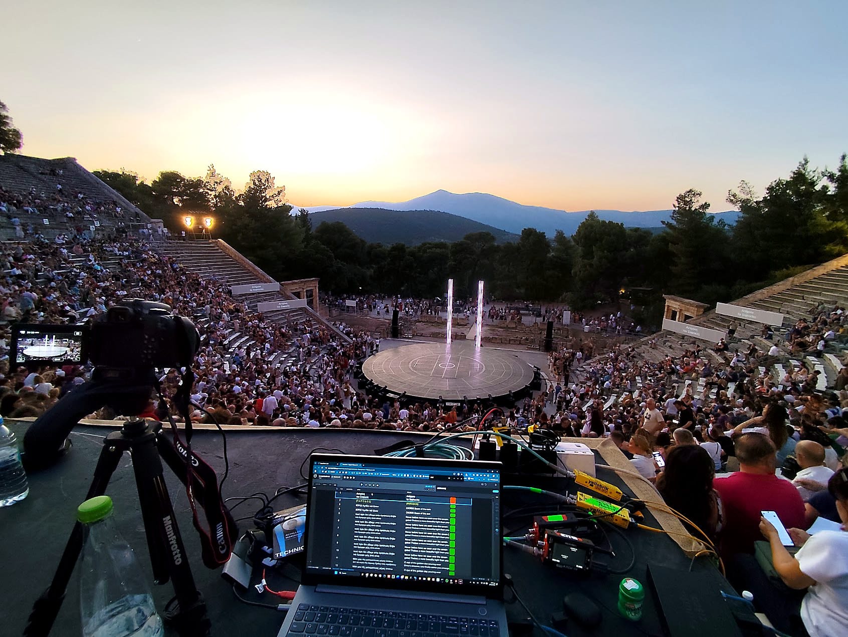 Ancient theatre of Epidaurus during a festival performance